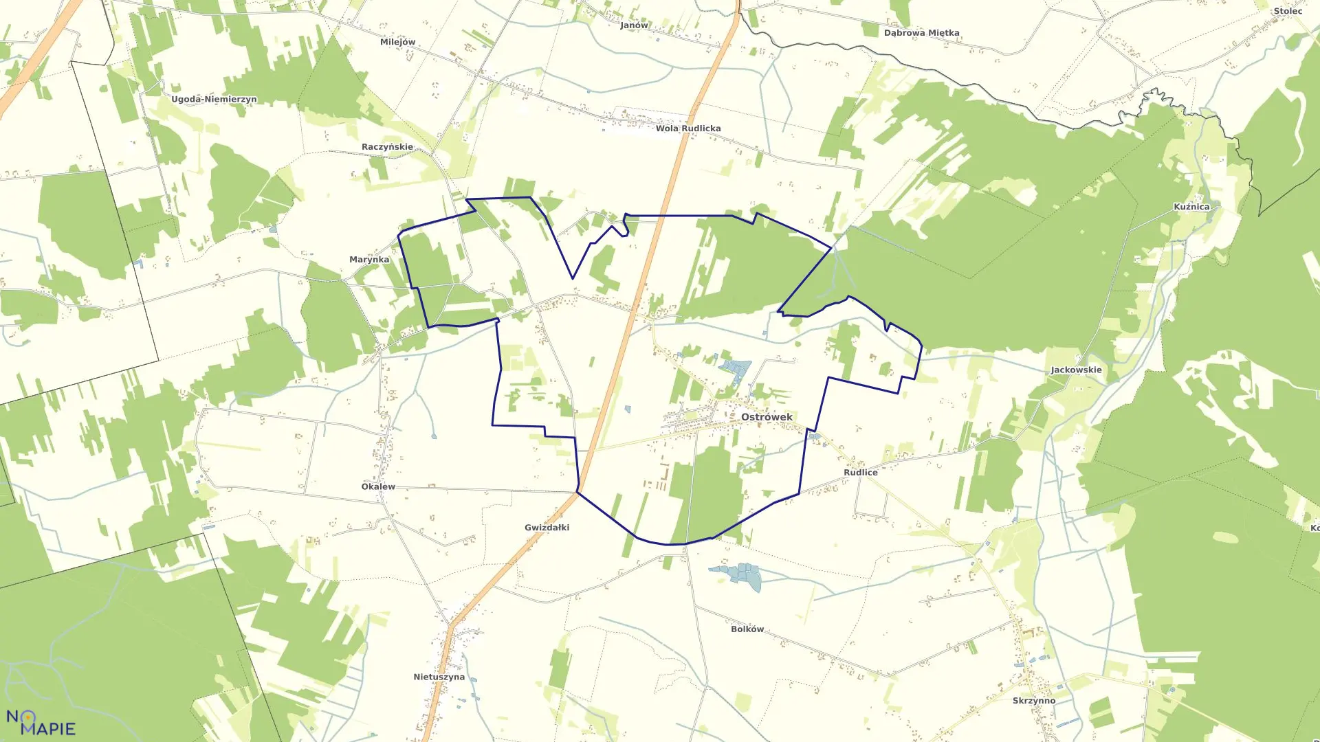 Mapa obrębu OSTRÓWEK w gminie Ostrówek