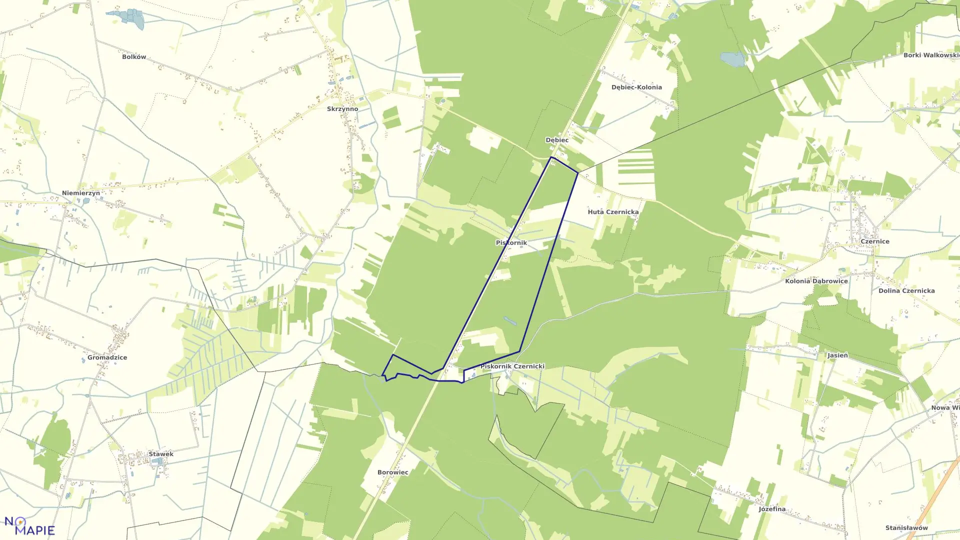 Mapa obrębu PISKORNIK w gminie Ostrówek